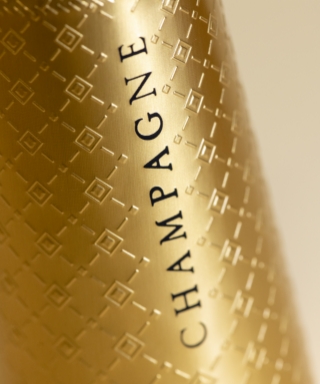 Coiffe dorée gaufrée avec inscription verticale Champagne